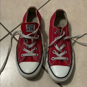 Red low top converse sneaker